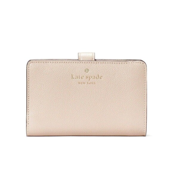 New Kate Spade Elsie Medium Compact Bifold Wallet Leather Warm Beige - Picture 1 of 3